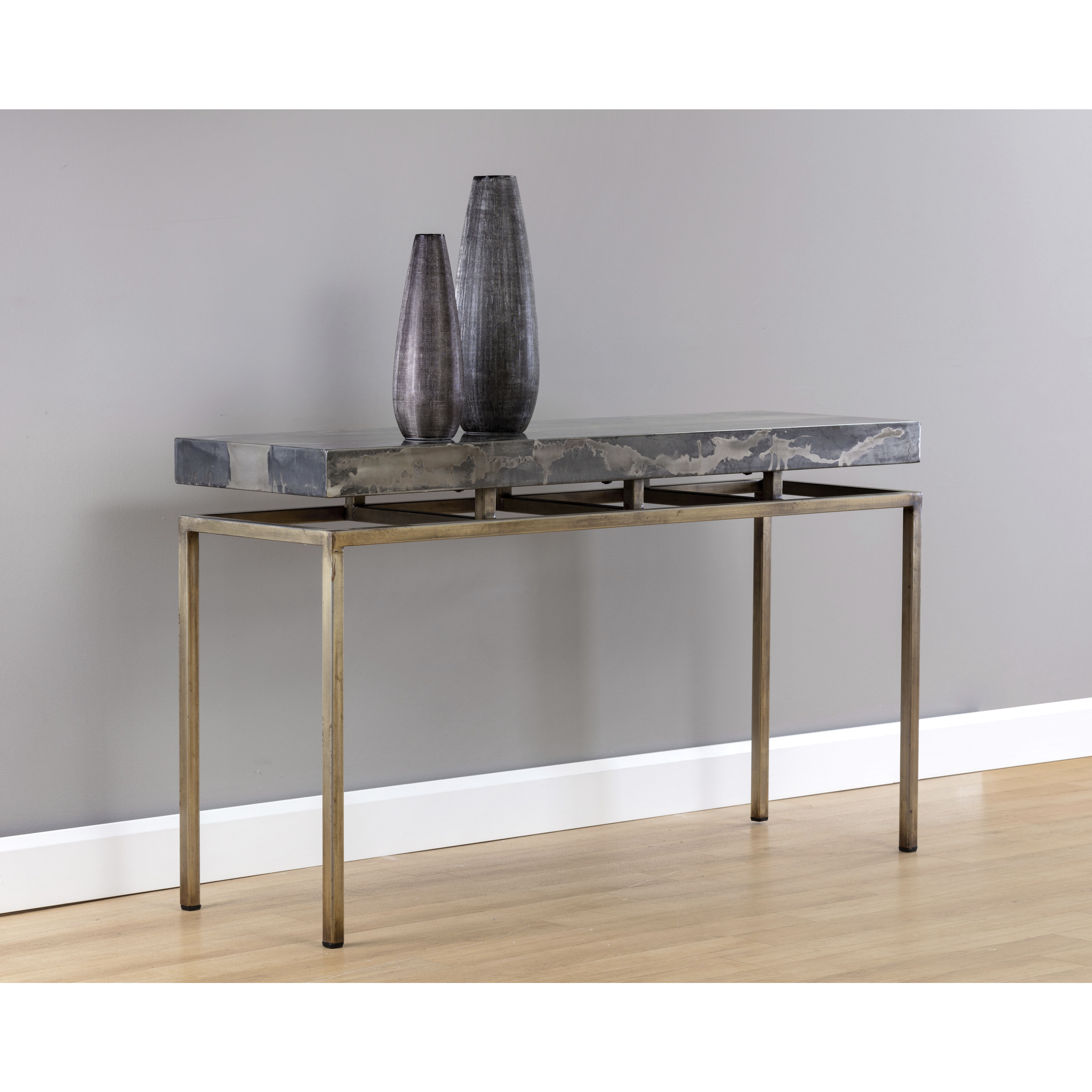 Toreno 52 X 16 inch Black / Antique Brass Console Table
